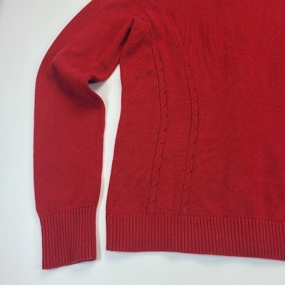 Tommy Hilfiger Full Zip Long Sleeve Sweater Jacket Cable Knit Red, Size Medium - Picture 10 of 15